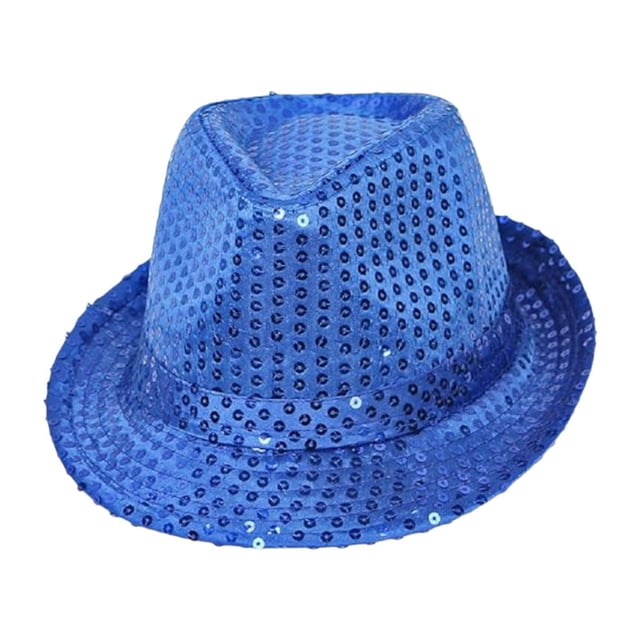 Sombreros de sol creativos Fedora con lentejuelas para viajes, juegos de rol, presentaciones en escenario al libre Azul