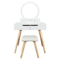 thumbnail image 2 of Hassch Simple Wood Dresser Makeup Table with Round Mirror & 4 Drawers, White, 2 of 10
