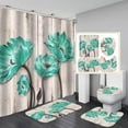 thumbnail image 1 of 4 Pieces Shower Curtain Set with Rugs,Romantic 3D Red Rose Shower Curtain for Bathroom Sets with Shower Curtain and Rug Purple Red Toilet Sets for Lovers Valentine's Day, 1 of 9