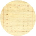 thumbnail image 1 of Ahgly Company Machine Washable Indoor Round Contemporary Mustard Yellow Area Rugs, 4' Round, 1 of 7