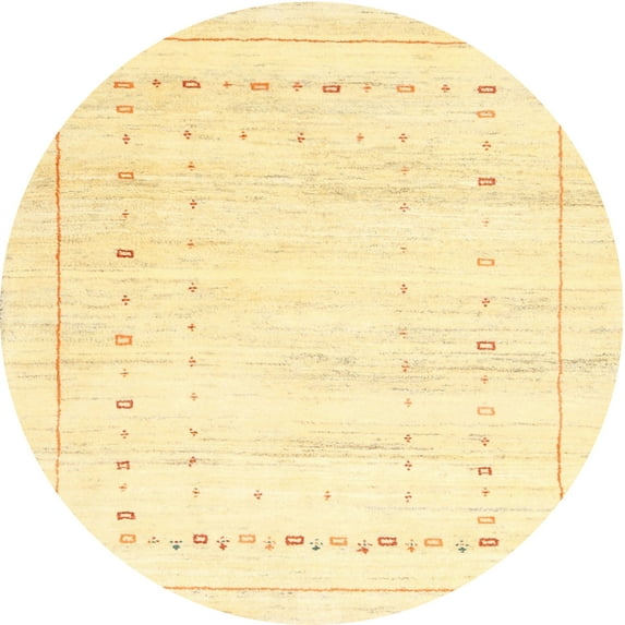 Ahgly Company Indoor Round Contemporary Mustard Yellow Solid Area Rugs, 8' Round