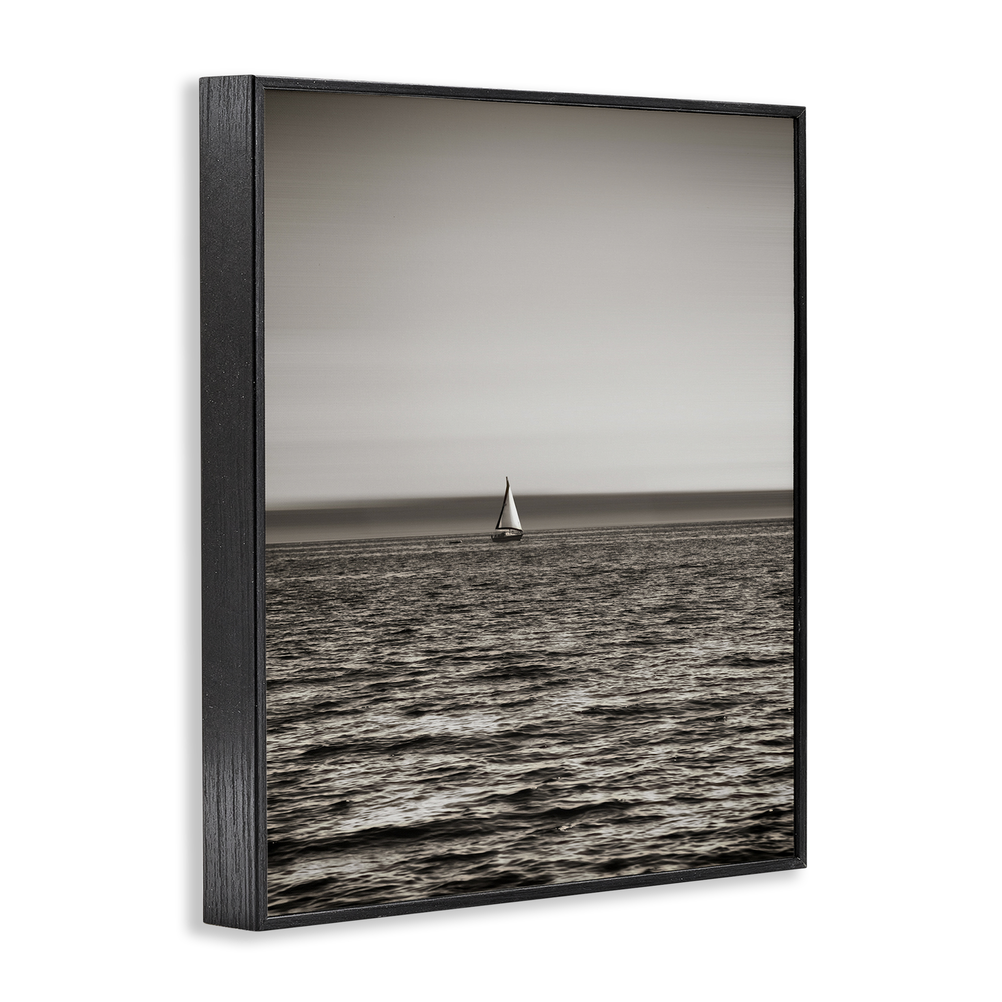 Stupell Industries Lone Distant Sailboat Coastal Photography Black Framed Art Print Wall Art, 11 x 14