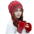 thumbnail image 2 of Fewfanhot Men and Women Adorable Beanie Hats Winter Knit Beanies Hat Protection Thick Hats Gloves Set, 2 of 5