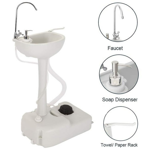 Zimtown Upgrade Portable Sink Outdoor Wheeled Wash Basin Stand