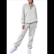 thumbnail image 2 of Conjuntos de Dos Piezas para Mujer: Jersey de Larga con Media Cremallera y Pantalón Deportivo Holgado con Bolsillos. Gris L, 2 of 8