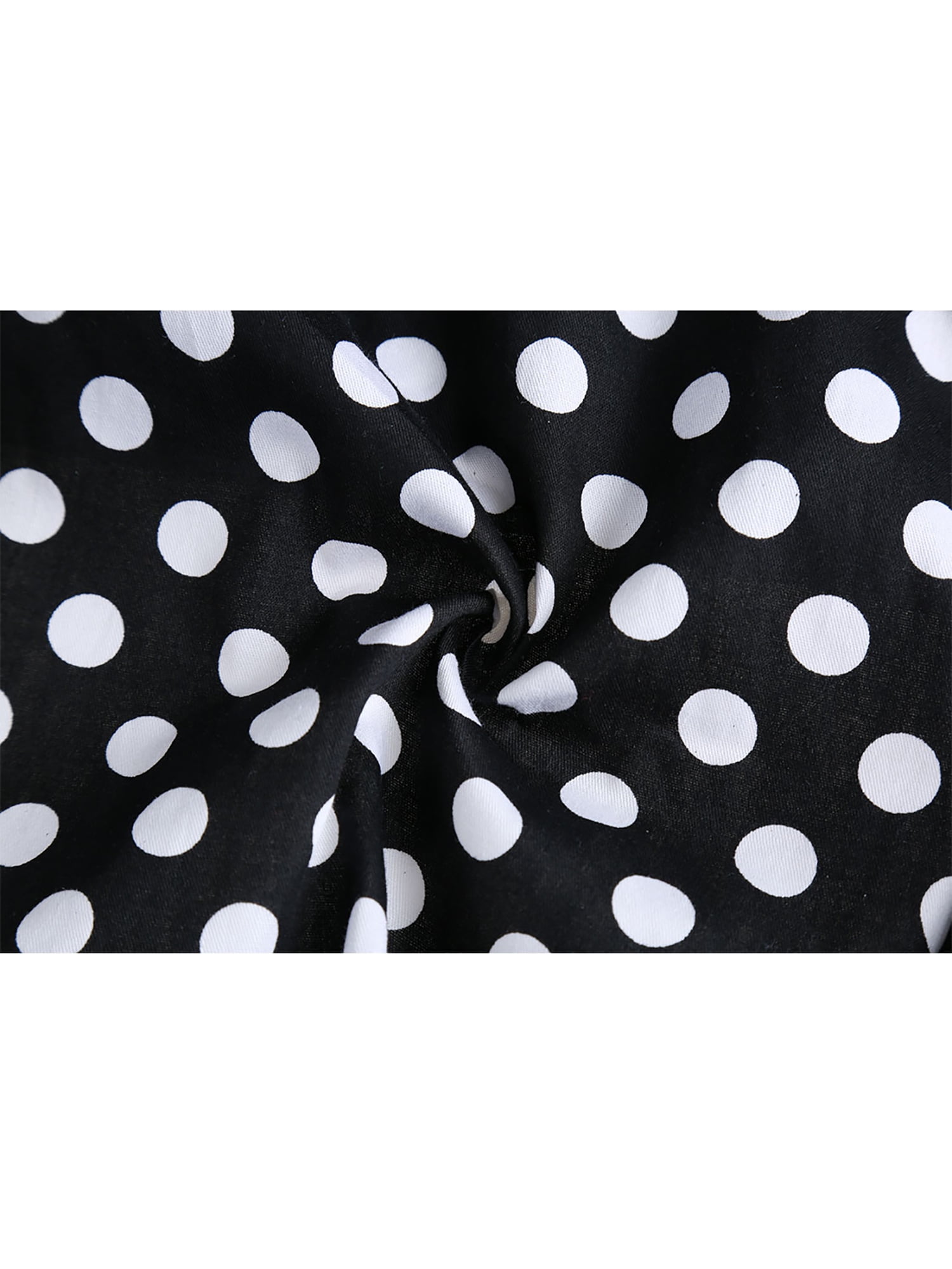 Unique Bargains Men's Long Sleeve Button Slim Polka Dots Shirt 38 Black