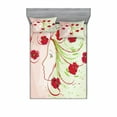 thumbnail image 2 of Ambesonne Flower Fitted Sheet & Pillow Sham Set, Watercolor Poppy, Twin, Green Red, 2 of 3