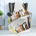 thumbnail image 4 of Dog Soft Flannel Fleece Blanket, Multicultural Dog Family in a Row from Back and Front Views Companionship Comic Art, Cozy Plush for Indoor and Outdoor Use, 60" x 80", Yellow Brown, by Ambesonne, 4 of 5