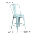 thumbnail image 5 of Pemberly Row 24" Metal Curved Slat Back Counter Stool in Green Blue, 5 of 8