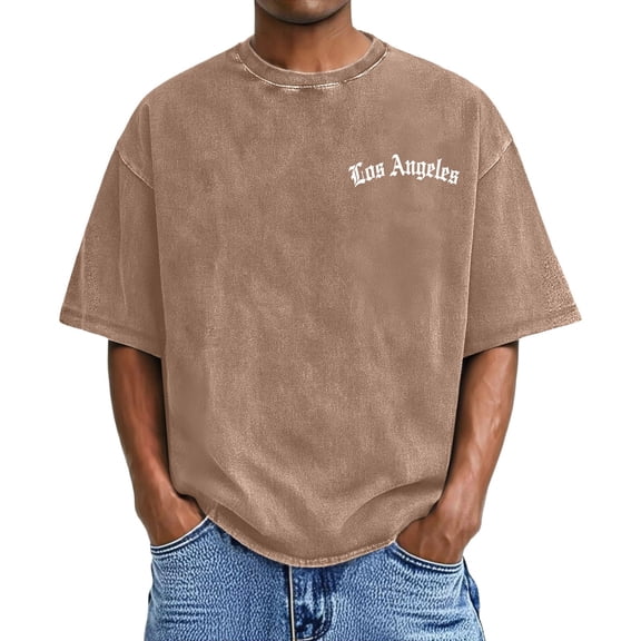 JAJAHO Mens T Shirt Short Sleeve Graphic Tee Distressed Lightweight Casual Streetwear Crewneck Loose Fit Summer Letter Shirts Classic Tops