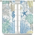 thumbnail image 2 of Nautical Coastal Bedroom Curtains,Nautical Beach Starfish Seashell Blue Curtains Summer Ocean Window Treatment Drapes for Living Room 42x63in, 2 of 6