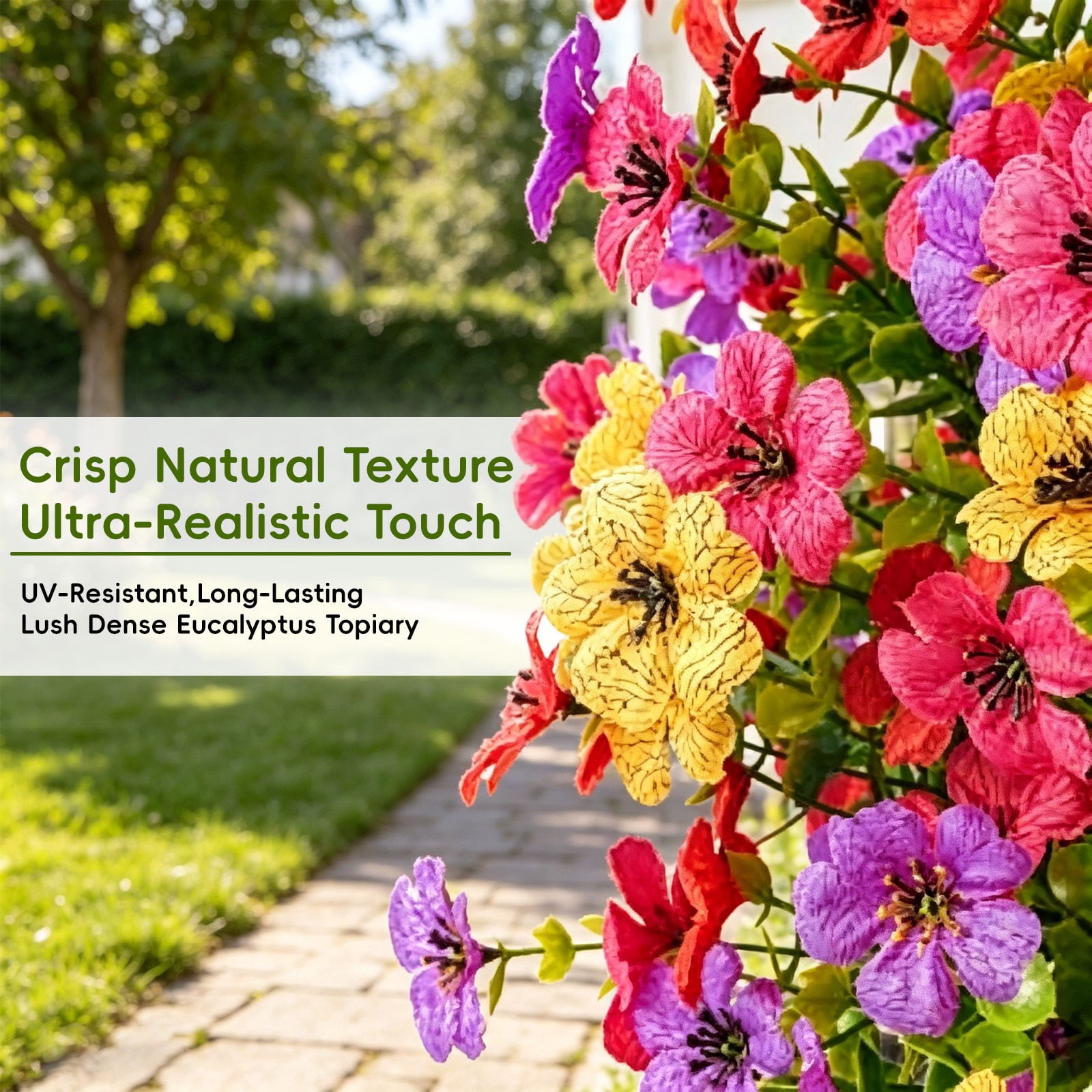 Realistic Artificial Flowers for Outdoors with Ground Stakes – UV Resistant Faux Flowers, Artificial Outdoor Flowers for Garden, Porch, and Yard Decor, Mixed Colors