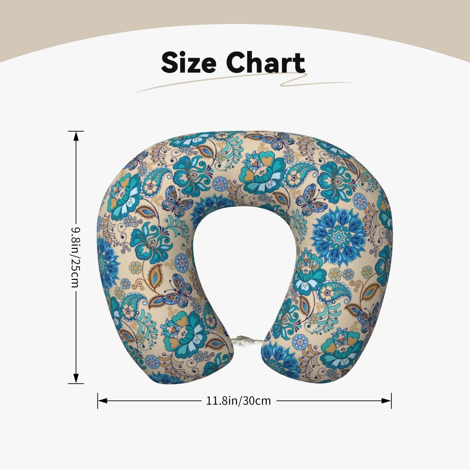 Xecao Vintage Floral Butterflies Print Memory Foam Cervical Neck Pillow Versatile U-Shaped Pillows for Home,Office,Camping,Travelling,Soft Washable Cover