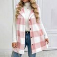 thumbnail image 5 of QIYAGBSA Fleece Vest for Women Hooded Button Down Plaid Sleeveless Long Cardigan Outerwear (Pink, 2XL), 5 of 8