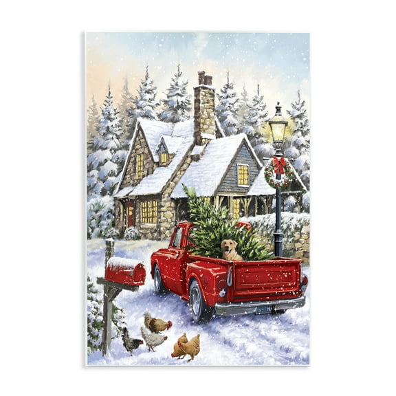 Stupell Industries Rustic Holiday Scene Holiday Painting Unframed Art Print Wall Art, 10 x 15