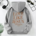 thumbnail image 4 of SonxaHe Little Girls' Hoodies Warm Letter Print Long Sleeve Autumn Pullover Hooded Sweatshirts with Pocket Gray,Sized 5-6, 4 of 8