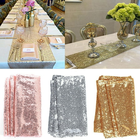 CUH 12'' x 72'' Premium Sparkly Sequin Table Runners For Weddings Birthday Christmas Parties Banquets Dinner Decor Fit Rectangle and Round