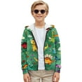 thumbnail image 3 of Uourmeti Cute Dinosaur Green Hooded Sweatshirt with Pockets Long Sleeve Soft Loose Athletic Sports Jacket for Kids Youth Size 6-9, 3 of 7