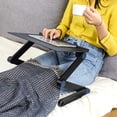 thumbnail image 3 of Laptop Table Stand Adjustable Riser Portable with Mouse Pad Fully Ergonomic Mount Ultrabook MacBook Gaming Notebook Lightweight Aluminum Black Bed Tray Desk Book Fans Up to 17 inch, 3 of 6