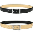 thumbnail image 3 of Falari Men's Reversible Dress Belt Genuine Leather (1 Belt 2 Colors) Black/Beige Small, 3 of 5