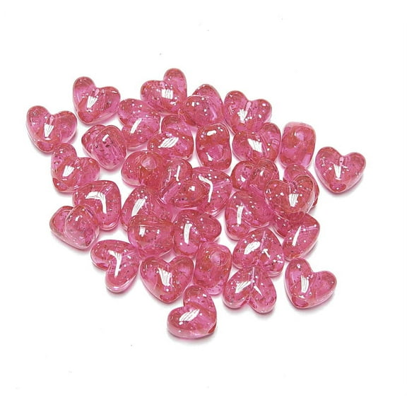 Jolly Store Crafts Bright Pink Sparkle Heart Shaped Pony Beads, Made in USA