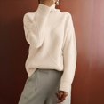 thumbnail image 5 of Women'S Turtle Neck Sweater Fall Winter Long Sleeve Chunky Knitted Trendy Pullover Tops Color XXL, 5 of 9