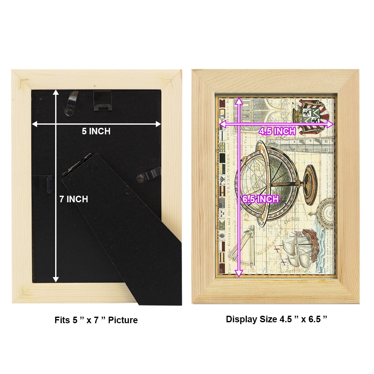 Nautical Map II -Framed Print w/glass-Natural Wood