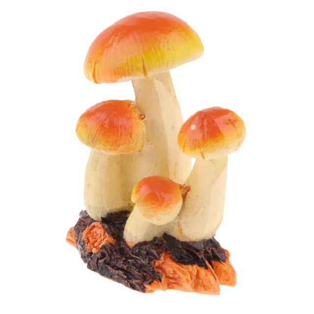 Estatuilla de hongos en miniatura de resina Baoblaze Naranja rojo