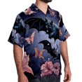 thumbnail image 2 of Bats Men's Casual Printed Poplin Short Sleeve Button Down Beach Shirt with Spread Collar Top, 2 of 6