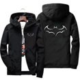 thumbnail image 2 of Chaqueta a prueba de viento con cremallera y estampado de murciélago para hombre y mujer, sudaderas con capucha, ropa de protección solar, abrigo deportivo informal de manga larga con capucha, Top fin, 2 of 4