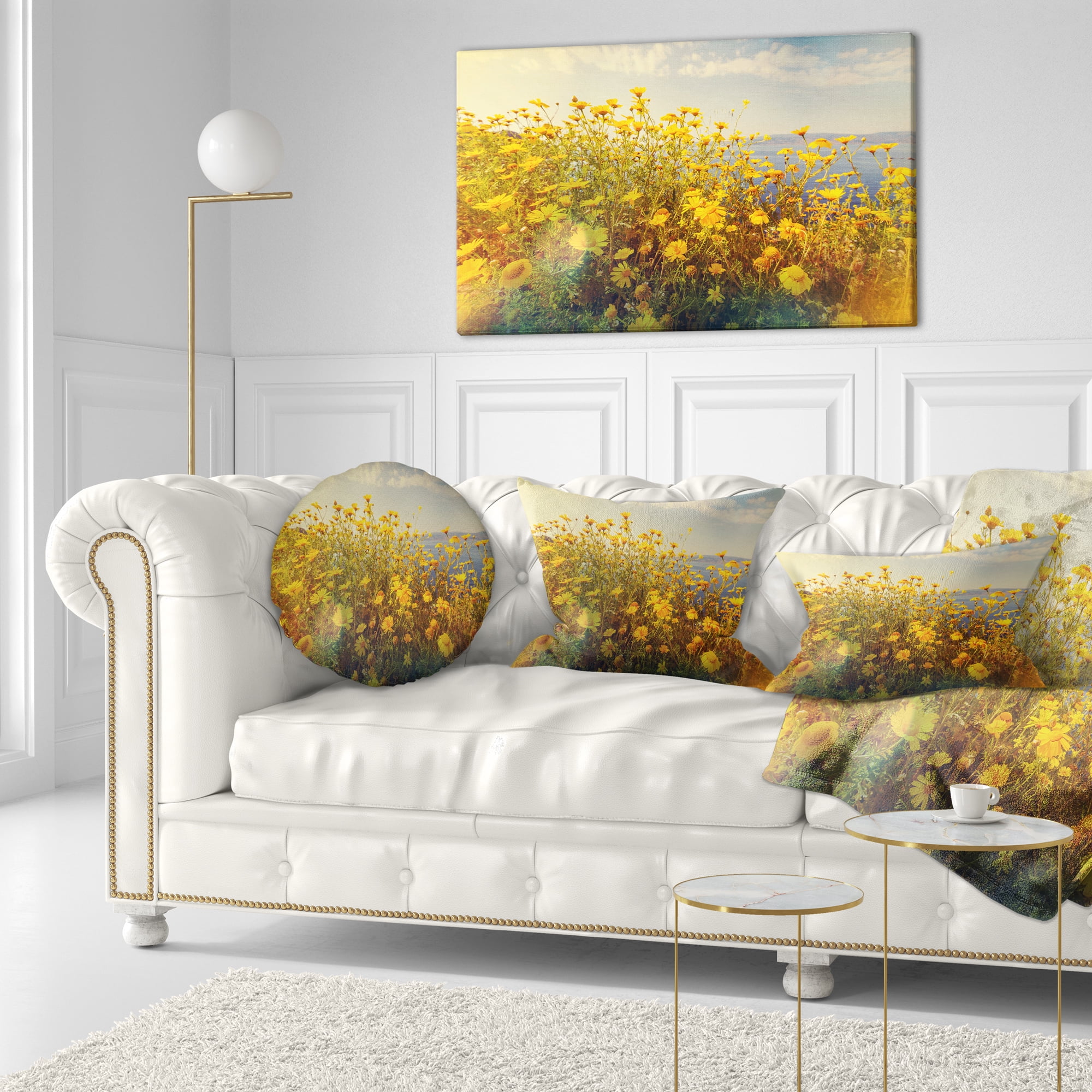 Designart 12" x 20" Floral Polyester Throw Pillow