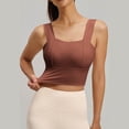 thumbnail image 6 of Iugvhana Womens Seamless Sports Bra Wide Strap Breathable Anti-Sagging Yoga Bra with Built-in Pads Push-Up Gym Workout Cami Tank Tops Brown L, 6 of 6