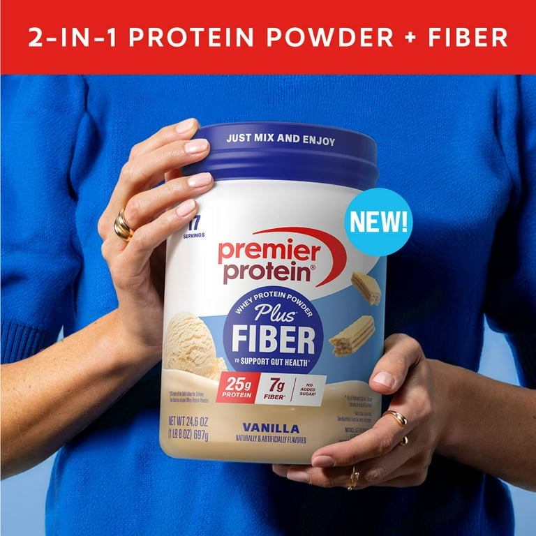 Premier Protein Powder Plus Fiber, 25g Protein, 7g Fiber, Vanilla