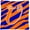 Blue And Orange, variant on Letter U Initial Tiger Stripe Blue and Orange Fabric Decorative Pillow