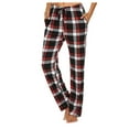 thumbnail image 2 of up to 60% off Gifts Usmixi Trousers for Women Classic Plaid Print Drawstring Elastic Waist Loose Flared Pants Casual Lightweight Homewear Long Pants with Pocket Black XL, 2 of 7