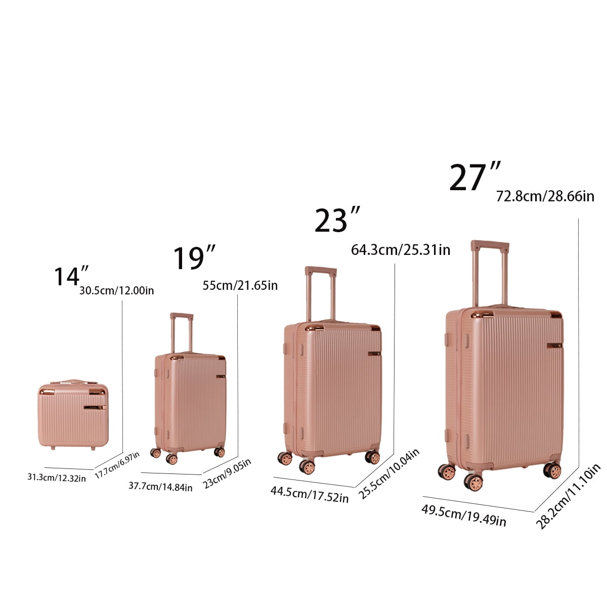 4-Piece Hard Luggage, 360°Dual Rotating Four-Wheel Luggage, Password Lock