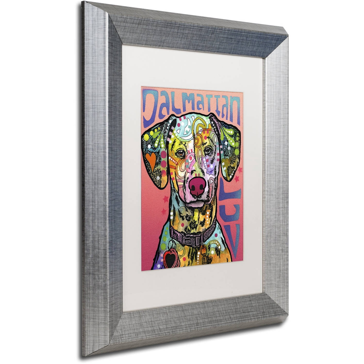 Trademark Fine Art 'Dalmatian Luv' Canvas Art by Dean Russo, White Matte, Silver Frame