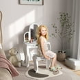 thumbnail image 2 of Qaba Dressing Table Set with Drawer and Chair for 3-6 Years Old, White, 2 of 8