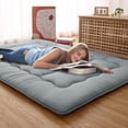 thumbnail image 2 of Litake Japanese Floor Mattress Futon Mattress, Thicken Tatami Mat Sleeping Pad Foldable Roll Up Mattress Boys Girls Dormitory Mattress Pad Kids Floor Lounger Pillow Bed, Grey, 2 of 8