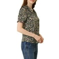 thumbnail image 4 of INSPIRE CHIC Blouse Haut à Volants à Manches Courtes Bouffantes Smocké à Col Peter Pan Fleuri pour Femme TP Noir, 4 of 7