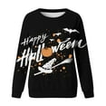 thumbnail image 4 of Arlun , Chandails d'Halloween pour Femmes 2025 Grande Taille Mignon Citrouille Graphique Drôle Lettres Imprimées Chandail Ample Décontracté Col Rond Manches Longues Tendance Hauts d'Halloween Noir2 L, 4 of 4