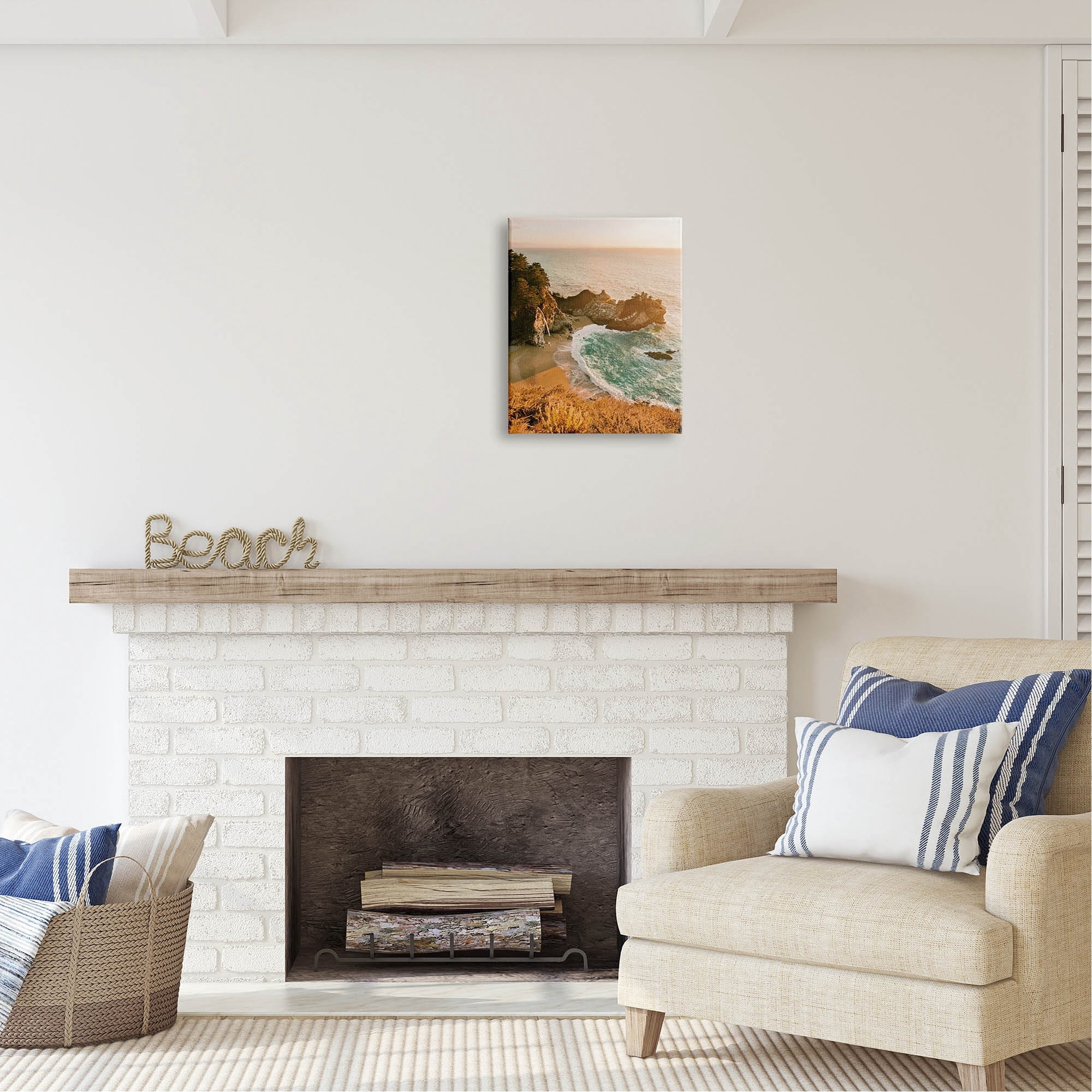 Stupell Industries Waves Crashing Rocky Cove Coastal Photography Gallery Wrapped Canvas Print Wall Art