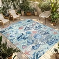 thumbnail image 2 of Outdoor Rug 5x7 ft Blue Coastal Nautical Ocean Waterproof Outdoor Patio Rug Mat Non Slip Outside Area Rugs Carpet for RV,Camping,Porch,Deck,Pool,Balconybackyard,Seashell Starfish Seagrass, 2 of 9