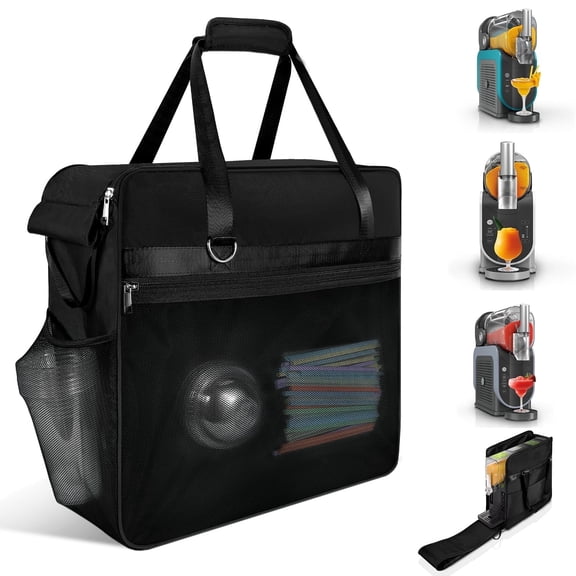 Portable Carrying Bag for Ninja Slushi Machine FS300/FS301 - Dustproof Travel Storage Bag Cover for Slushie Machine (Front-Opening, Black)