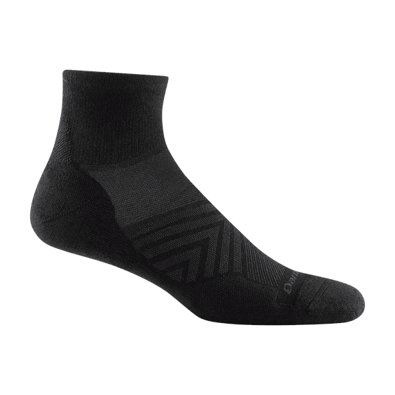 Darn Tough Men's Run Quarter Ultra-Lightweight Running Socks with Cushion, X-Large Size, Black