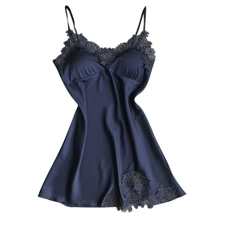 DISKEBUISS Women Lace Lingerie Solid Color Sexy Spaghetti Strap Nightwear Size S-XXL