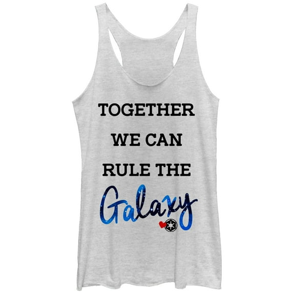 Women's Star Wars Valentine's Day Together Rule the Galaxy Racerback Tank Top White Heather X Small