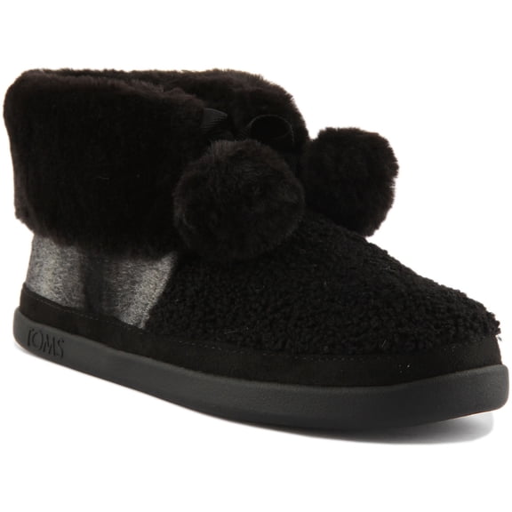 Toms Celeste Women's Cozy Faux Fur Slippers In Black Size 5