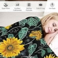 thumbnail image 3 of Chilfamy  Sunflower Throw Blanket, Cute Bees Floral Flannel  Blanket, Yellow Flower Daisy Botanical Bee Decorative  Blanket for Kids Girls Boys White Black Fuzzy Blanket, 3 of 6