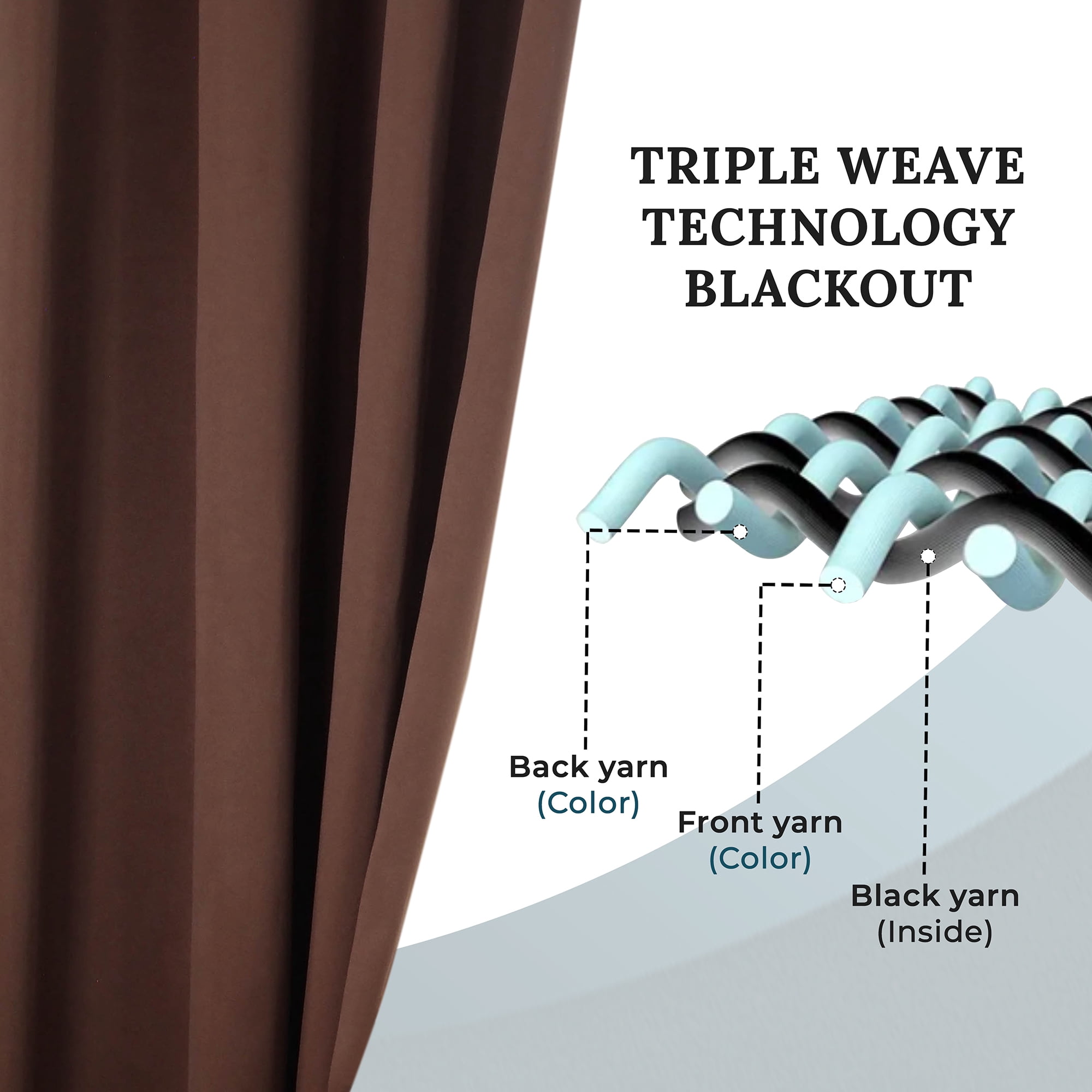 Bkue Nile Mills Modern, Classic Solid Semi Blackout Curtains, Set of 2, 36" x 84", Cappuccino